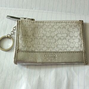 Coach Metallic Silver Keychain Pouch